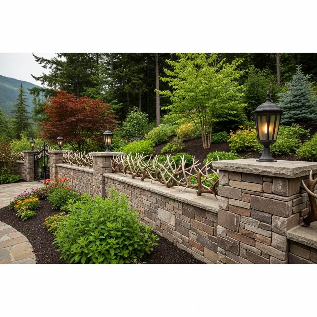 نصب حفاظ شاخ گوزنی روی دیوار سنگی